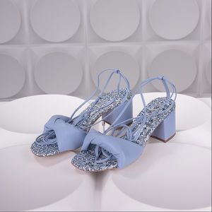 New Anthropologie Faux Leather Low Heel Sandals | Sz 6 Blue & Orange Available